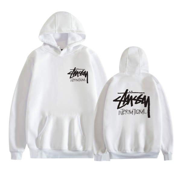 Mordely Unisex Stussy -huppari, keskipainoinen huppari, valkoinen White XXXL