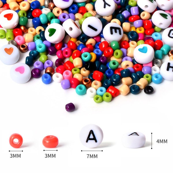 3850 akryl pärlor 3mm 7mm bokstavspärlor för smyckestillbehör