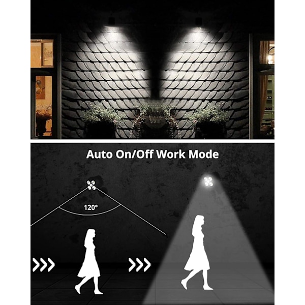 2 kpl Paristokäyttöinen Ulko-LED-turvavalo 600 Lumen Musta