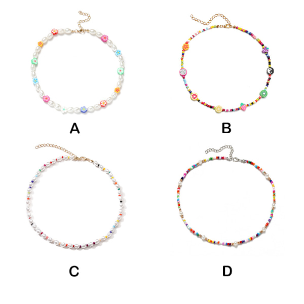 1/2/3/5 Pärlhalsband Pärlchoker Justerbar Kedja Boho Typ Type 1 1 Pc
