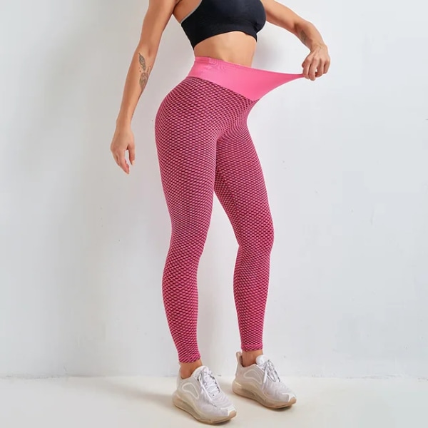 Tiktok Hot Scrunch Sweatpants Høy Midje Cellular Leggings Rød Red M