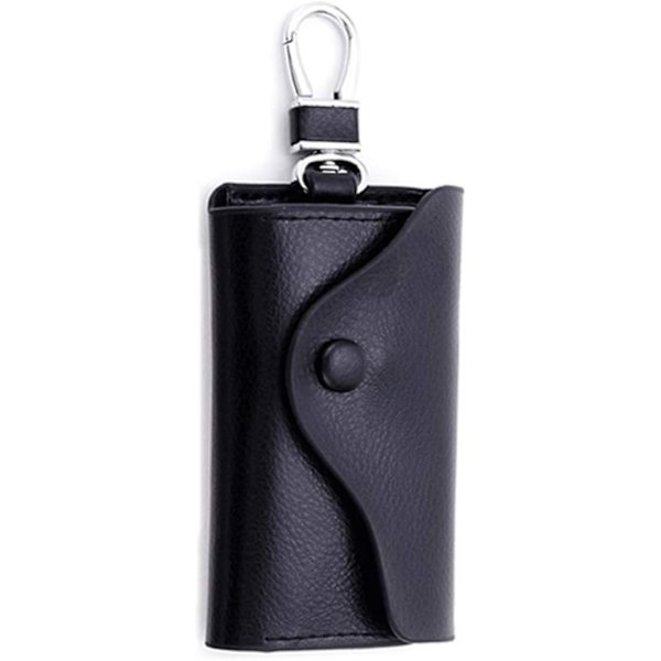 Læder nøgleholder, pung-sort, etui, lædernøgle