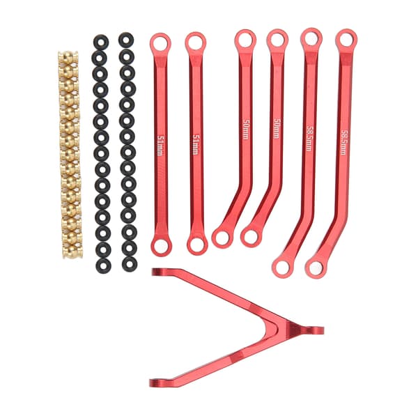 RC Tie Rod Kit Set Ball Head Support Tie Frame Rubber Loop RC Car Shell Accessories 1/24 for Axial Red