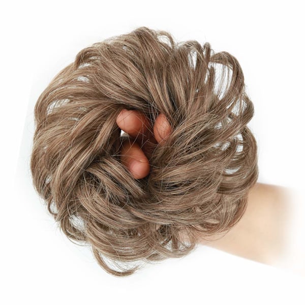 1 stk Slouchy Hårbolle Hårvridd Forlengelse Krøllete Bølget Slouchy Syntetisk Chignon for Kvinner Oppsett Hårstykke Light Brown & Natural Blonde#