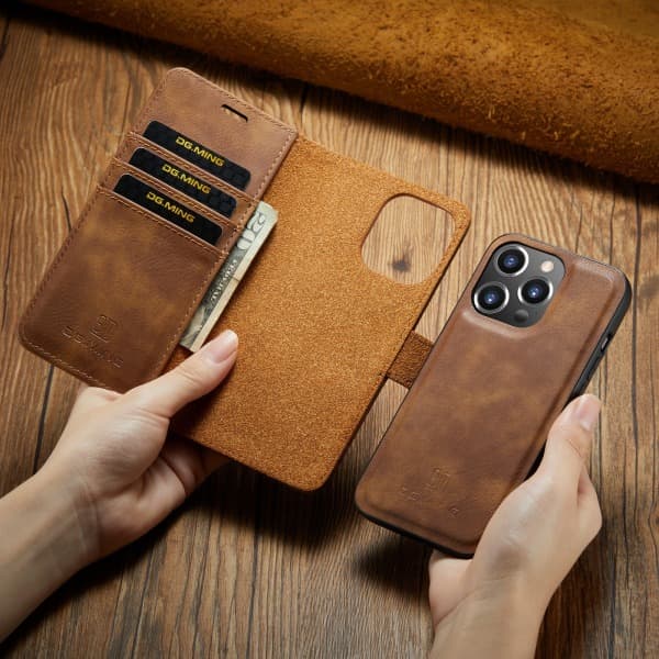 iPhone 12 / 12 Pro - DG.MING Etui/Magnetisk deksel - Brun Brun
