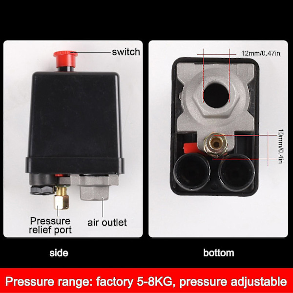 Trykkbryterkontroll for luftkompressor for ventil 90-120psi trykkregulator-scntcv