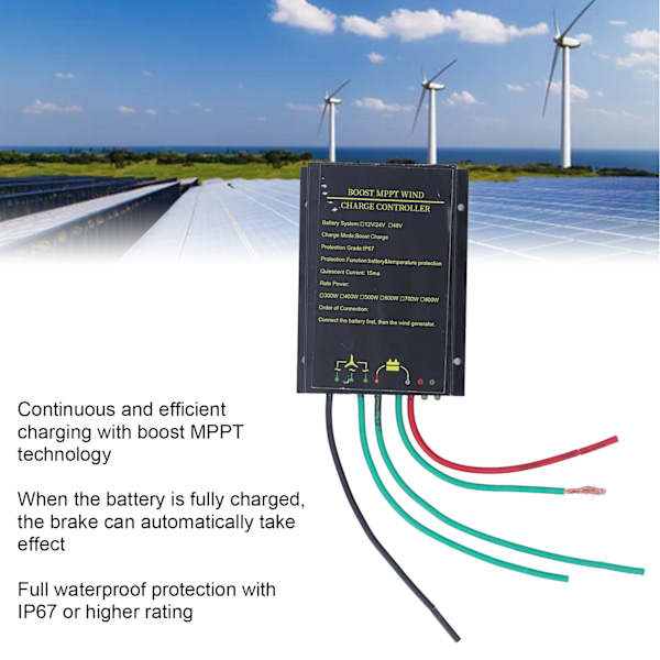 Vindmølleopladerstyring Vandafvisende MPPT Vindgeneratorstyring 48V 300W‑800W