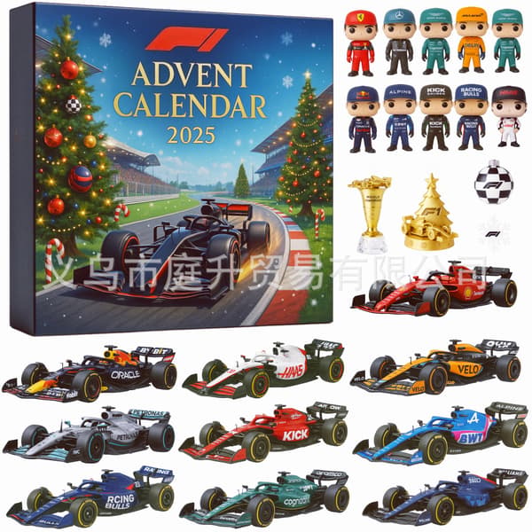 F1 Team 2025 Julekalender med 24 juletræspynt 3D[BT]