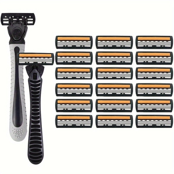 3-lags Razor Blade manuell barbering for menn erstatningshode komfortable barberblader 2Holder And 18Blades