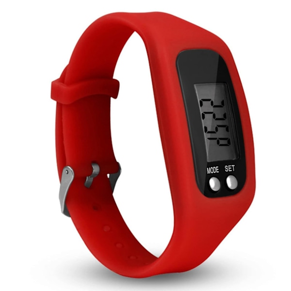 Stegräknarklocka med LCD-skärm, Aktivitetsarmband, Digital Stegräknare, Aktivitetsklocka Red