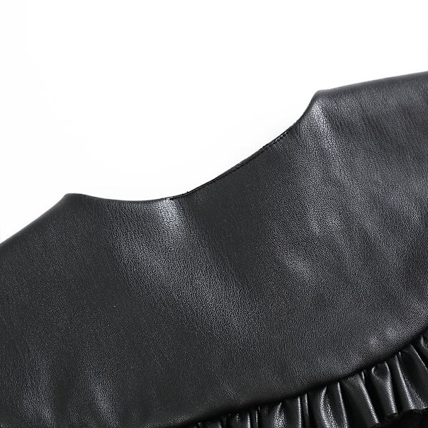 Kvinners Kunstlær Svart Falsk Krage Sjal For Dukke Ruffel Wrap Selvbånd Poncho