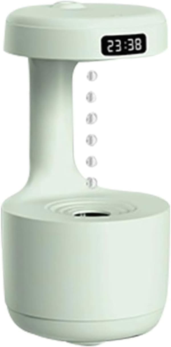 Ultralyd Luftfugter med LED-ur Cool Mist Aromaterapi Diffuser Flydende Vanddråbe Grønt Lys Luftfugter til Hjemmet