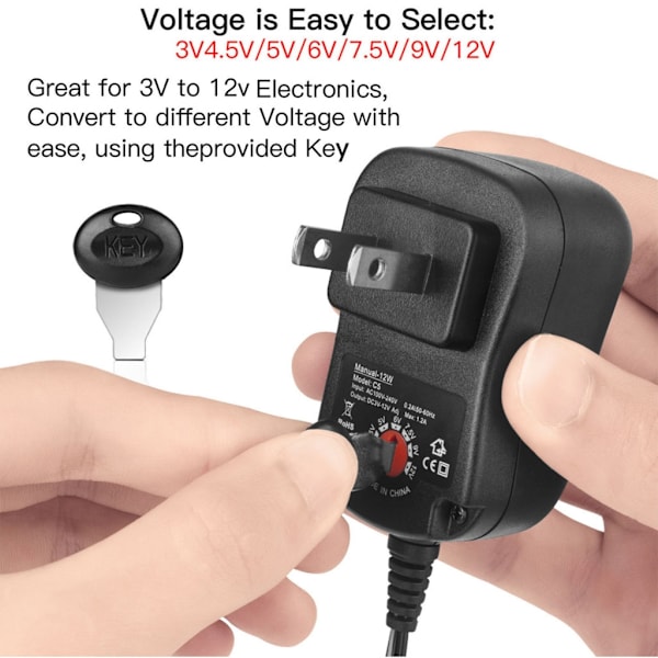 1 säädettävä 3V-12V EU/US/UK virtalähde LR20 D MN1300 akulle Korvaa 2-8 kpl 1,5V LR20 D akku 0.33 US Plug