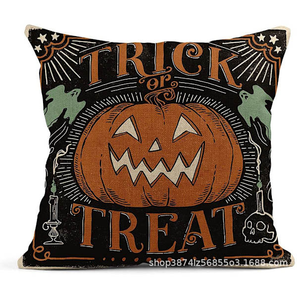 Set med 4 linnekuddar 18x18 tum Vintage Halloween S
