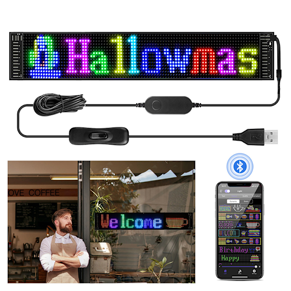 Bil LED-skylt Flexibel LED-matrispanel USB Bluetooth-applic 7*17cm