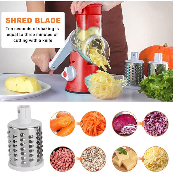 Ve crank-slicer, för frukt, grönsaker och mer, Hemkökstillbehör, Multifunktionell rivjärn-WELLNGS