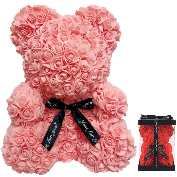 Alla hjärtans dag presenter till henne, Rose Bear Rose Teddy Bear Light Pink