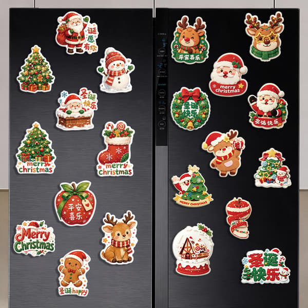 Julkylskåpsmagnetset, mjuka magnetiska tecknade juldekorationer för hem och present A 24pcs