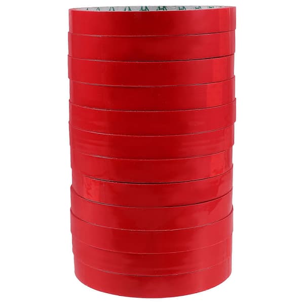 12 stk. posebindende forseglingstape Emballageforseglingstape Supermarkedforseglingstape Punainen 3000,00X1,20X0,10CM