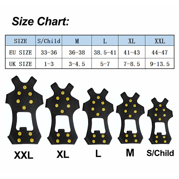 Isgrips Isbrodder Isbrodder Snøgrips Sklisikre Over Sko Gummi Pigger Stegjern Anti Skli Slitesterk Slip-on Stretch Fottøy (M)