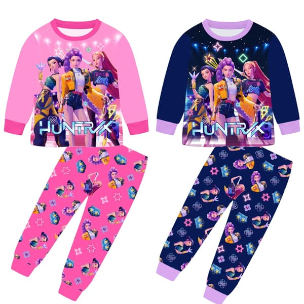 Tyttöjen pitkähihainen pyjamasetti pinks10504 set 110cm