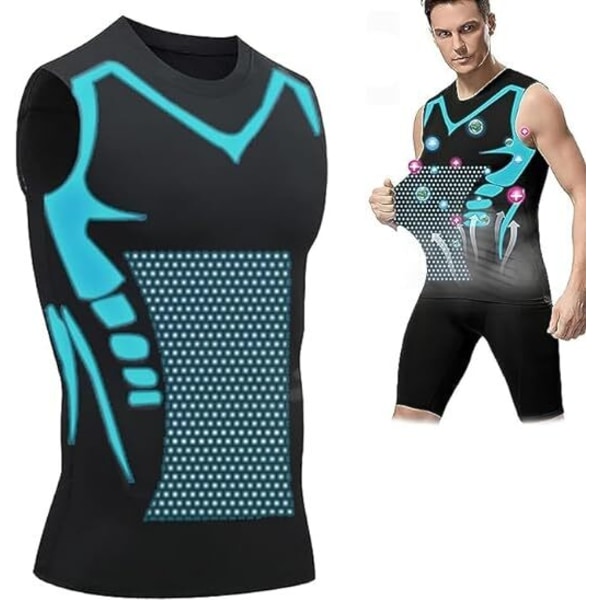 Ionic Shaping ærmeløs skjorte, vest i sort is-silke stof black 2XL