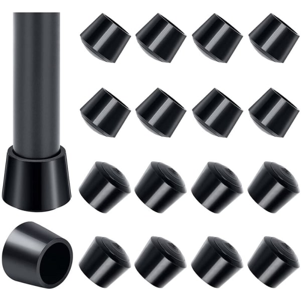 20x Stolføtter Innerdiameter 25mm Gummi Stolfotbeskyttelse Svart