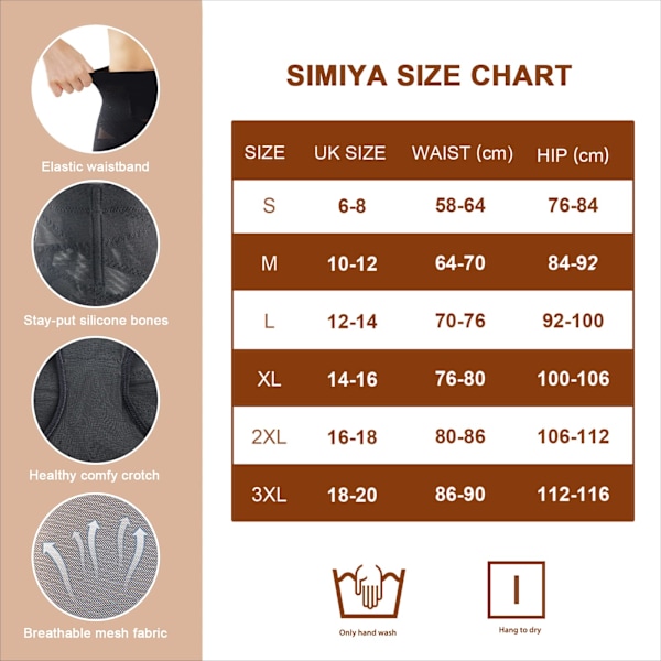 Højtaljede Tummy Control Trusser, Højtaljede Shapewear til Kvinder Tummy Control, Komfortable Body Shaper Trusser, M, Sort Sort black M