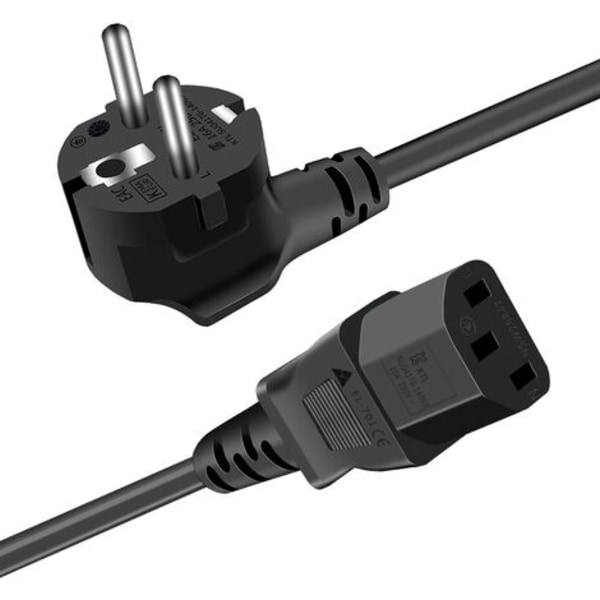 1,5 m Power Protective Connector F-typkontakt (CEE 7/4) 90° vinklad till C13 Power Honkontakt PC Dator