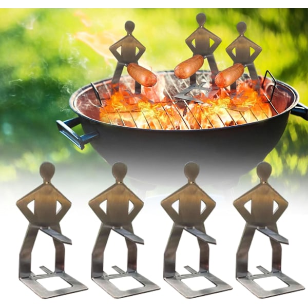 Morsomme BBQ-tilbehør Pølseholder Bærbar BBQ-stativ Rustfritt Stål Grillstativ Kjøkkenverktøy (3 stk) 3pcs