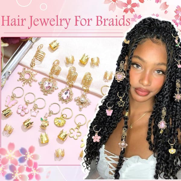 Glitrende Rhinestone Hårklemmer Sæt, Dreadlock Smykker med Blomster Hjerte Sommerfugl Charms til DIY Hårstyling JH-378