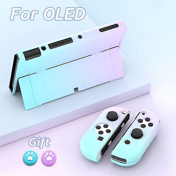 Gradient deksel for Nintendo Switch Oled PC Hard Cover med tommelgrep Dockable Switch Oled tilbehør Blå-lilla