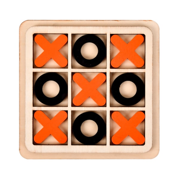 Tre på hinanden følgende tic-tac-toe-fritidsspil i trælegetøj Orange&White Orange&White 15*15cm