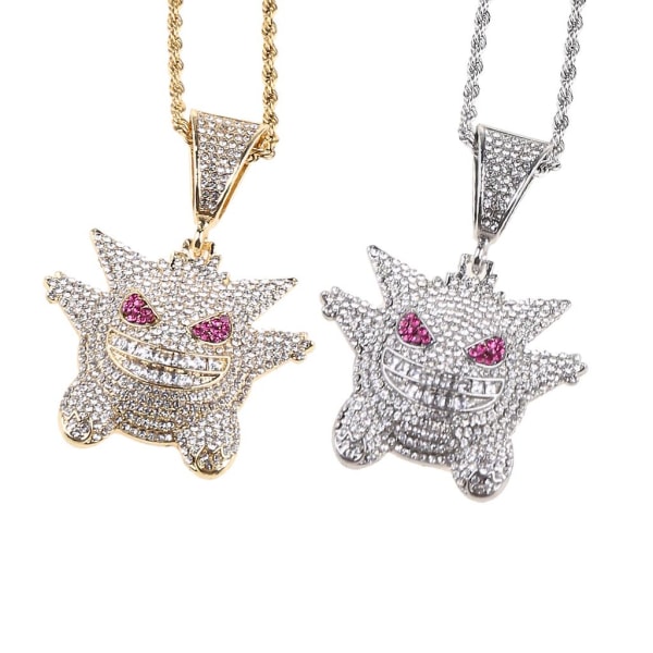 HHL Smykker Mænd Rock Punk Iced Out Shiny Cz Diamant Maske Gengar Vampyr Tyr Pendant Halskæde