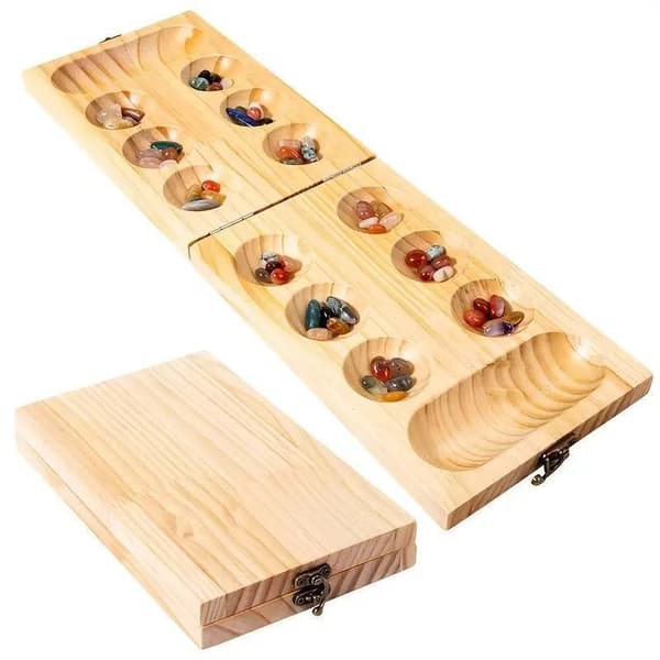 Mancala Brädspel – Hopfällbar Ädelsten Strategi Räkneleksak**C C