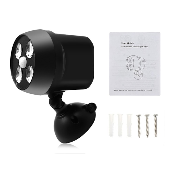 2 kpl Paristokäyttöinen Ulko-LED-turvavalo 600 Lumen Musta