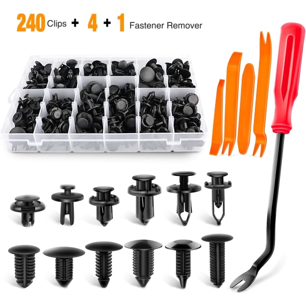 240 st Bumper Retainer Clips Bil Plast Nitar Fästelement Push Retainer Kit Mest Populära Storlekar Auto Push Pin Nitar Set