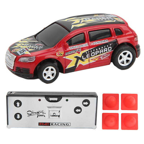 Mini RC -ajoneuvokilpailu 4-suuntainen Drift-auto 1:64 Taskukokoinen kaukosäädinlelu sisä- ja ulkotiloihin 3+ lapsille Punainen