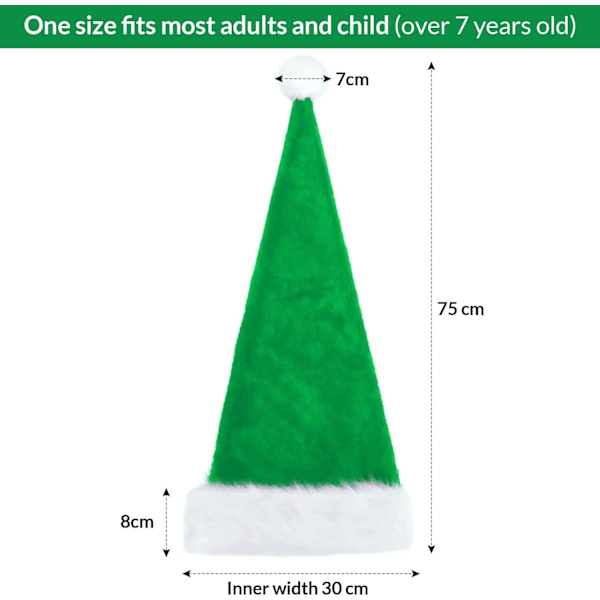 Julhatt Tomtehatt För Vuxna, Plus Lång Julhatt Lyxig Tomtehatt, Julpartyhatt För Män Och Kvinnor, Jultillbehör Grön Green adult