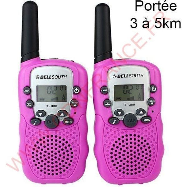 Walkie talkie 22 kanaler tryk-for-at-tale LCD-skærm rækkevidde 3 til 5 km Pink