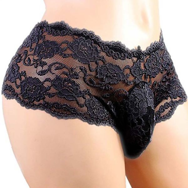 Miesten pitsiset g-string-alushousut, punaiset ja mustat black XL