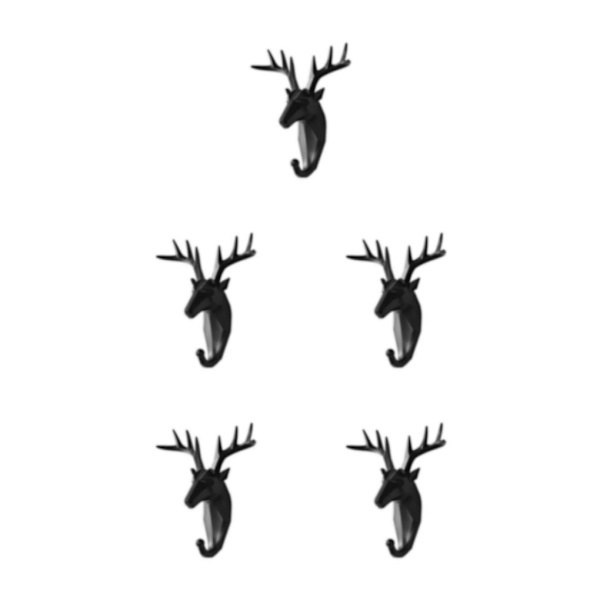 1/2/3/5 Robust og holdbar dyrehoved nøglekrog til enkelt sort (hjort) black (deer) 5 Sets