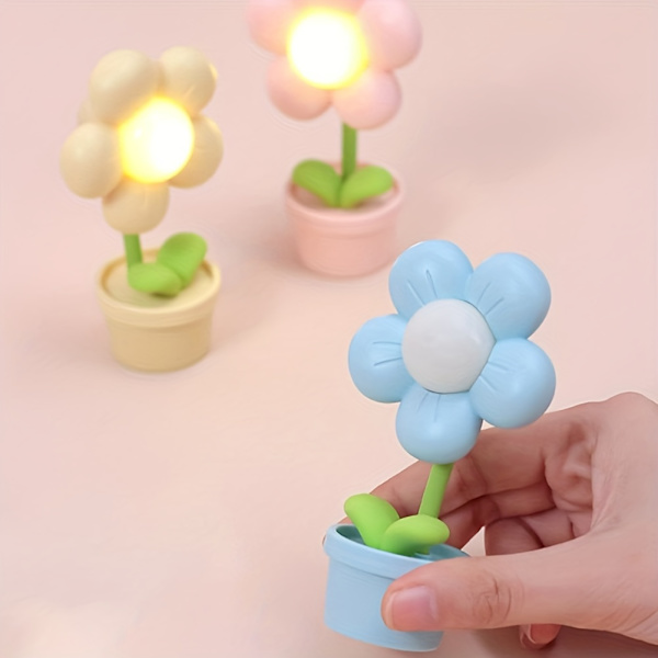1 stk. Kreativ sød blomst bordlampe - Perfekt mini seng lampe til soveværelse, børns natlys Yellow