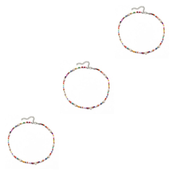 1/2/3/5 Perle Halskæde Perle Choker Justerbar Kæde Boho Type 4 Type 4 3PCS