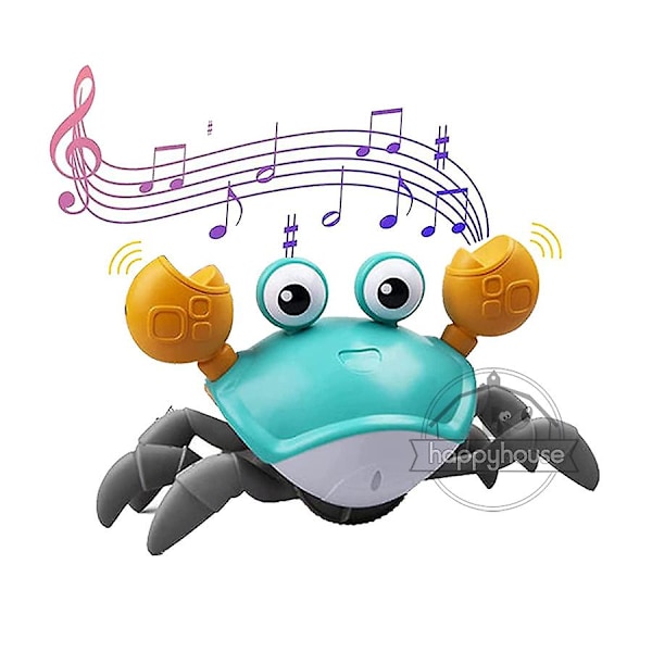 Ryömiva rapuvauva musiikilla ja LED-valoilla, vauvoille ja taaperoille tarkoitetut musiikkilelut, jotka välttävät esteitä automaattisesti, interaktiiviset lelut Crab-Green no BOX