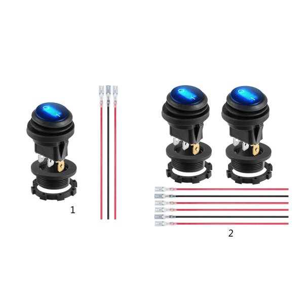 12V 20A vedenpitävä keinukytkin sininen LED päällä pyöreä ON Off 3-napainen 12 voltti säänkestävä merelle autoon RV-kuorma-autoon 0.03 1PCS