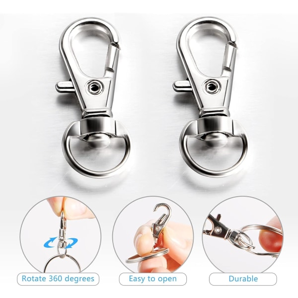 50 stk. metalclips og 50 stk. nøglering nøglering kroge