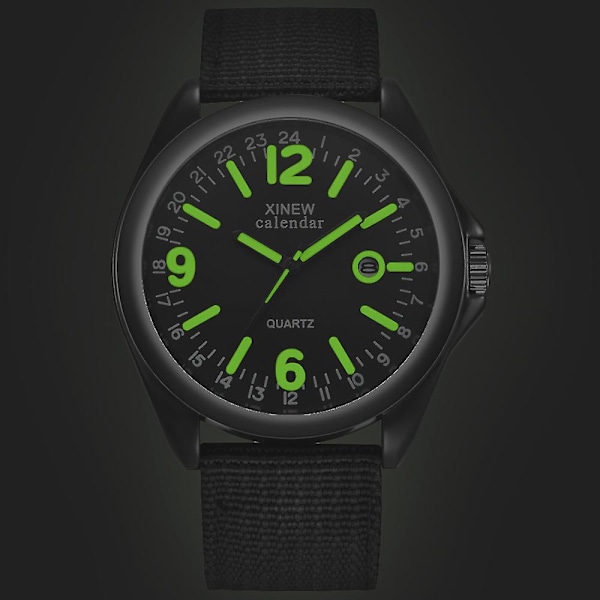 Militär Herrklocka Kvarts Svart Urtavla Datum Lyx Sport Armbandsur Black