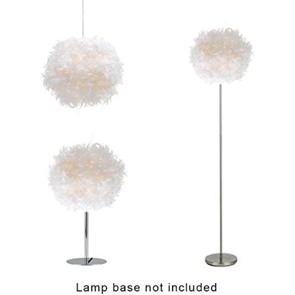 Fjerlet lampeskærm til loftslampe, fluffy lampeskærm Lampeskærm Lysskærm til bordlampe og gulvlampe, soveværelse diameter 30 cm, hvid