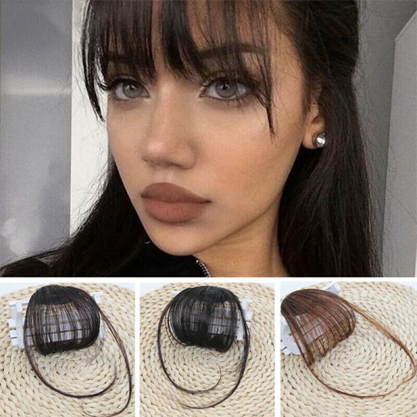 Thin Air Bangs Natural Fringe Fake Hair Extension Women Clip Light Brown
